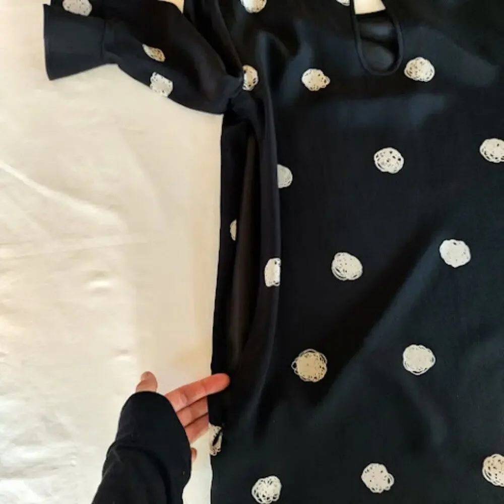 KATE SPADE | Polka Dot Black And Cream Silk Mini Shift Dress Mod Indie Twee 2